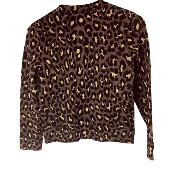 MARC JACOBS Leopard pattern Gold Lurex Cardigan Size S - Picture 3 of 9